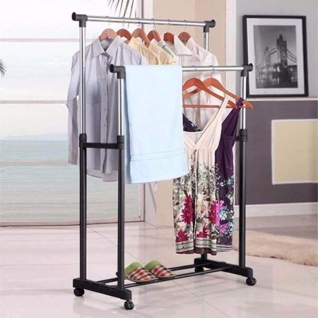 Folding Double Clothes and Shoe Rack 