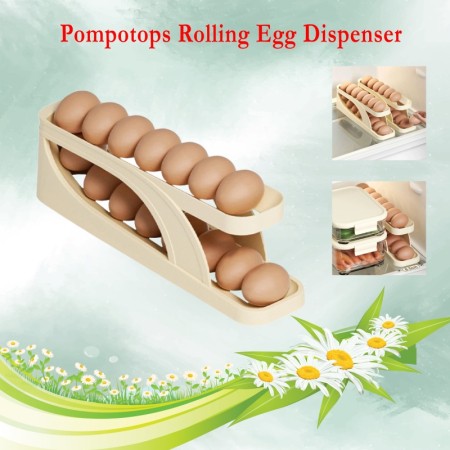 Double-Layer Egg Dispenser Automatic Roll-Down Egg Storage Rack Slide Egg Carton Refrigerator Egg Basket Kitchen Countertop Egg Holder