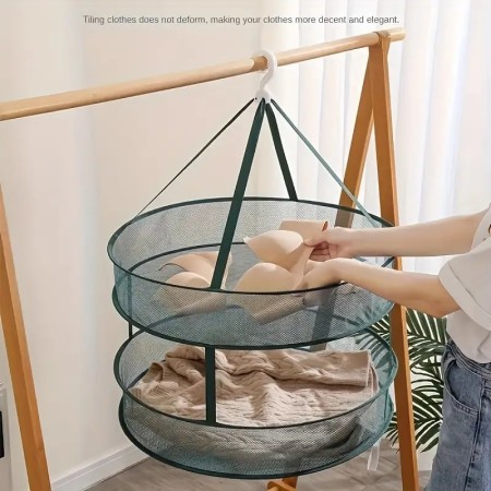 Folded 2 Layers Hanging Clothes Dryer Rack